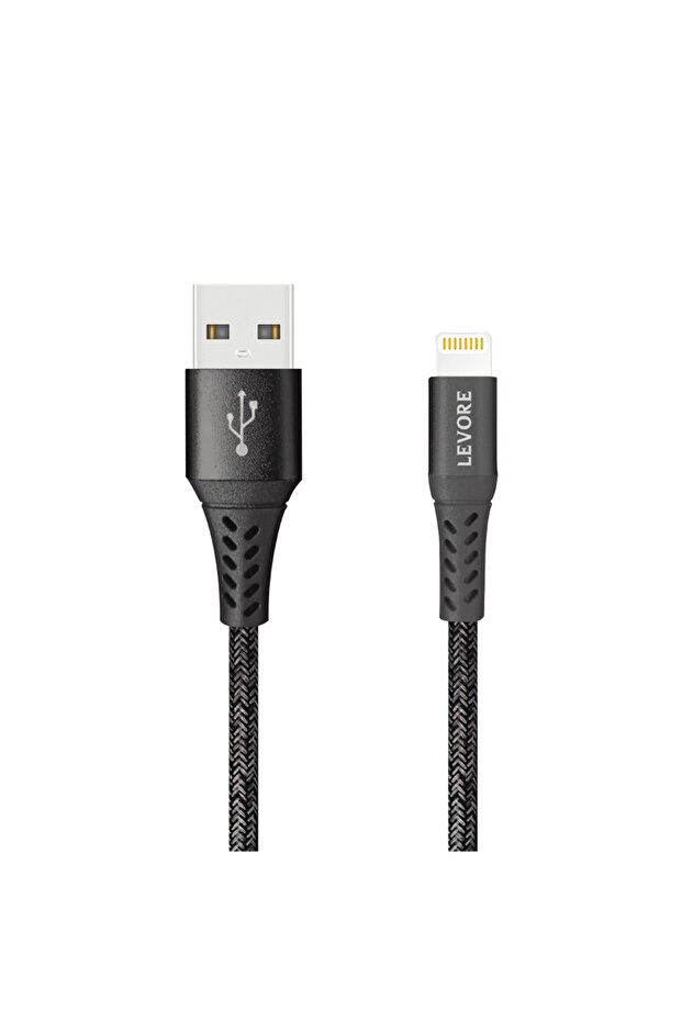 كابل USB إلى Lightning نايلون معتمد من MFI بطول 1 متر - أسود