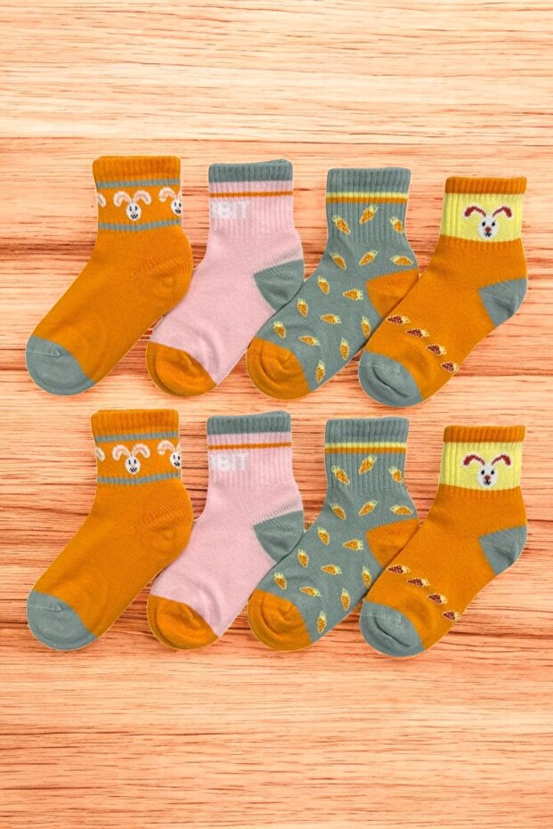 8 مقابس بناتي مزدوجة الأنف بدون خياطة على شكل أرنب - 1