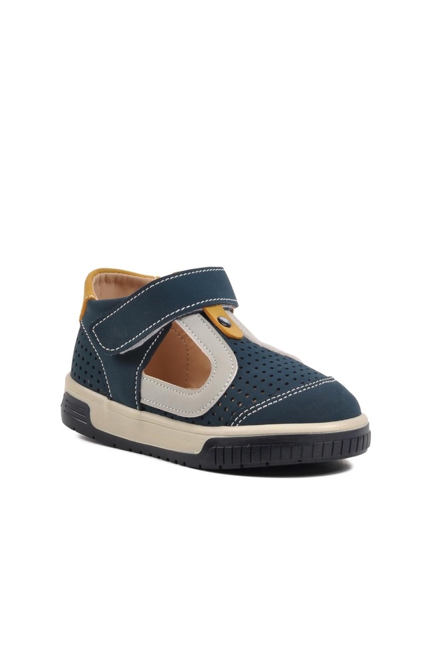 Arz 3000-b Navy Blue Nubuck-yellow Baby Casual Shoes