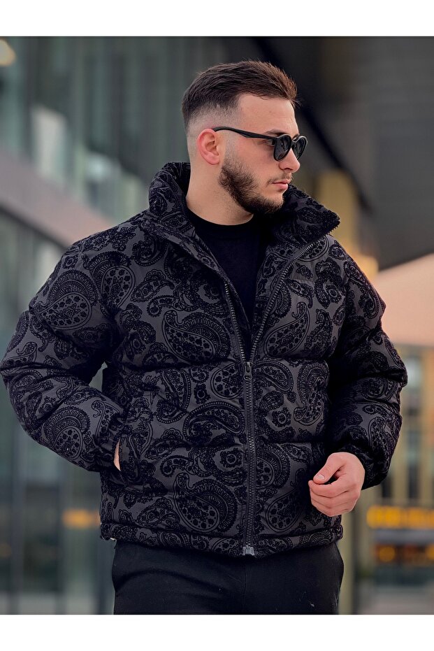 معطف منتفخ منقوش للرجال - 2