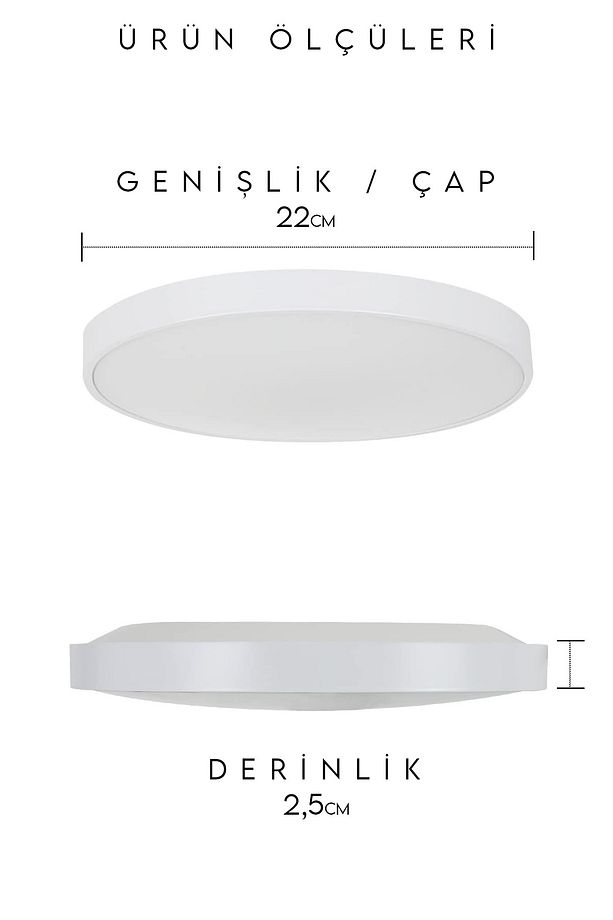Modern Ledli Avize Tavana Sıfır Salon Mutfak Oturma Odası Avize Panel Light 3200K Sarı Işık - 5