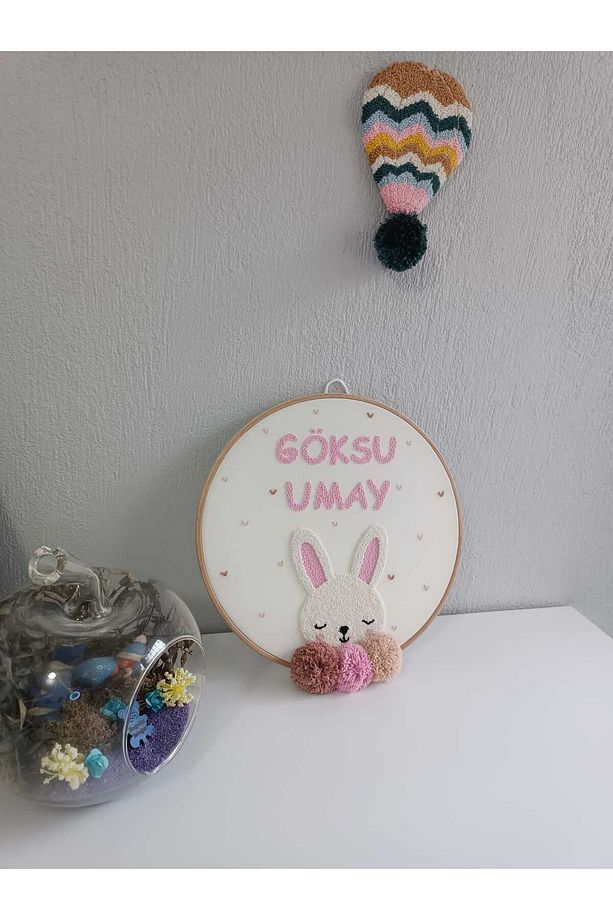 hastane kapı süsü / isim işlemeli kapı süsü / tavşanlı kapı süsü 27.5 cm - 1