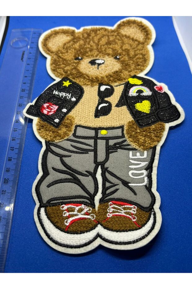 Embroidery Crest Chenille Crest Bear Patch Animal Cartoons Sewing Crest Badge Applique 26*14 cm