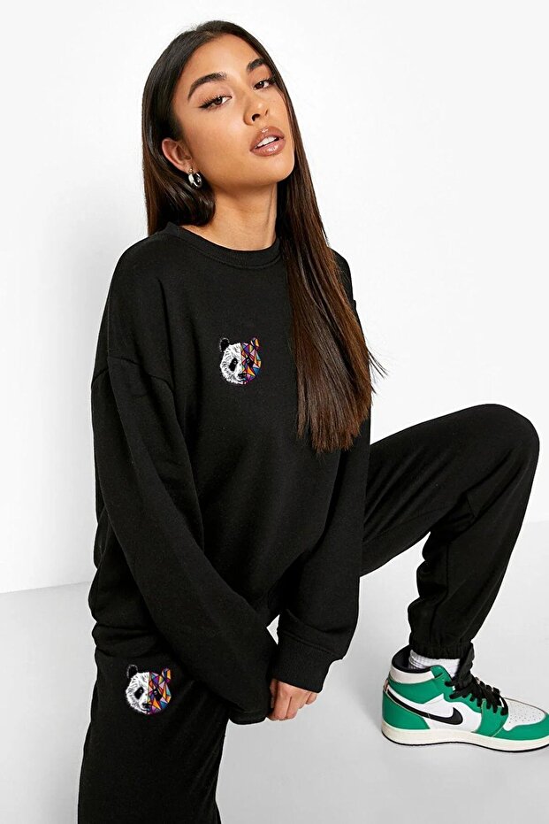Panda Printed Women's Sweatshirt and Sweatpants Set