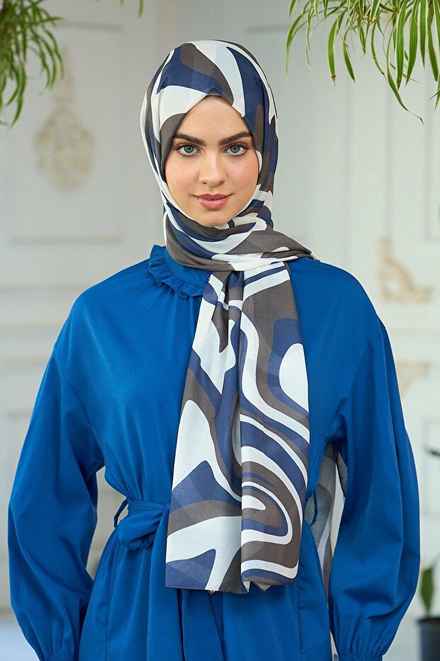 مجموعة Summer Sparkle Collection شال ناعم باللون الأزرق الداكن والمنك الداكن 3044-03