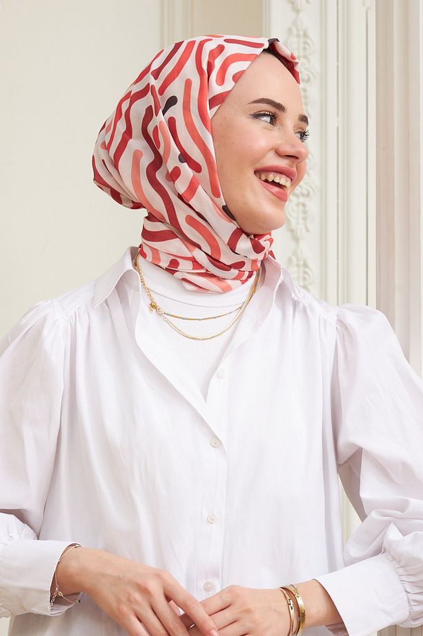 Sarmal Pamuk Viskon Şal Mercan 3015-09 - 3