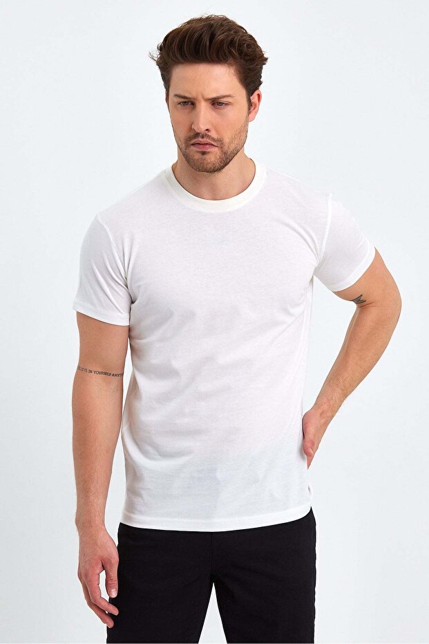 Sade Basic T-Shirt % 100 Pamuk - 1