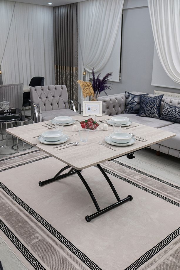 Akıllı Sehpa Juppo Üst Tabla Mdf Lizbon Oval Köşe Alt Ayak Siyah Dışa Kıvrım - 4