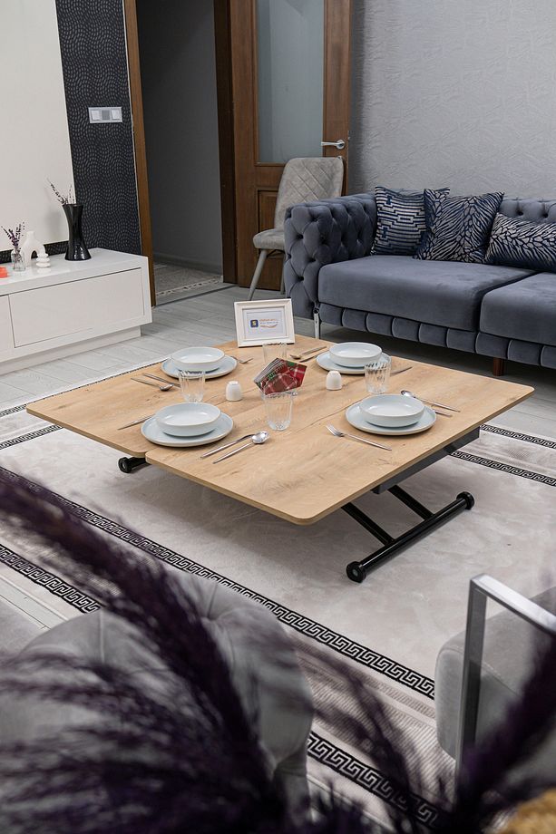 Akıllı Sehpa Juppo Üst Tabla Mdf Velimeşe Oval Köşe Alt Siyah Dışa Kıvrım - 6