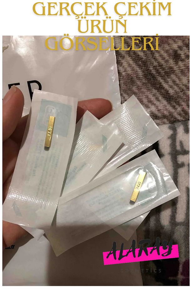 5 Adet 12 Pin U Sarı P.c.d Kalıcı Makyaj Dövme Microblading Iğnesi - 1