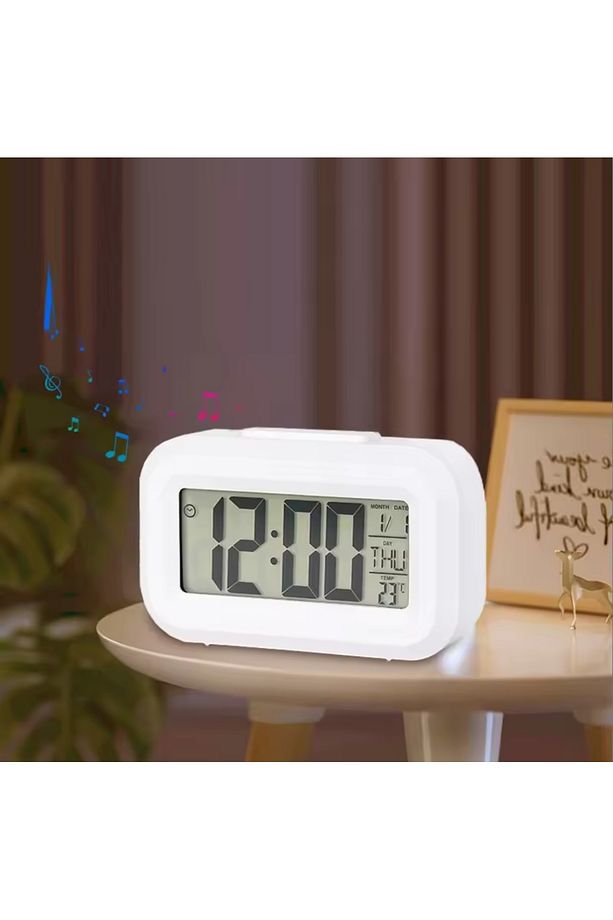 Mini Dijital Masaüstü Çalar Saat Işıklı Takvim Sıcaklık Göstergeli Fonksiyonlu Saat - 6