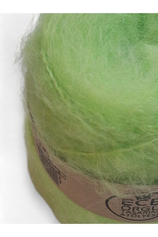 Citrus Limon yeşili bol tüylü moher yün örgü ipi - 3