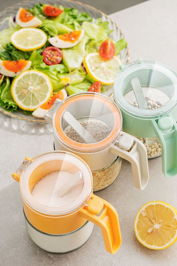 Pinmoo Locked Orange Spice Rack with Spoon - 300 Ml.