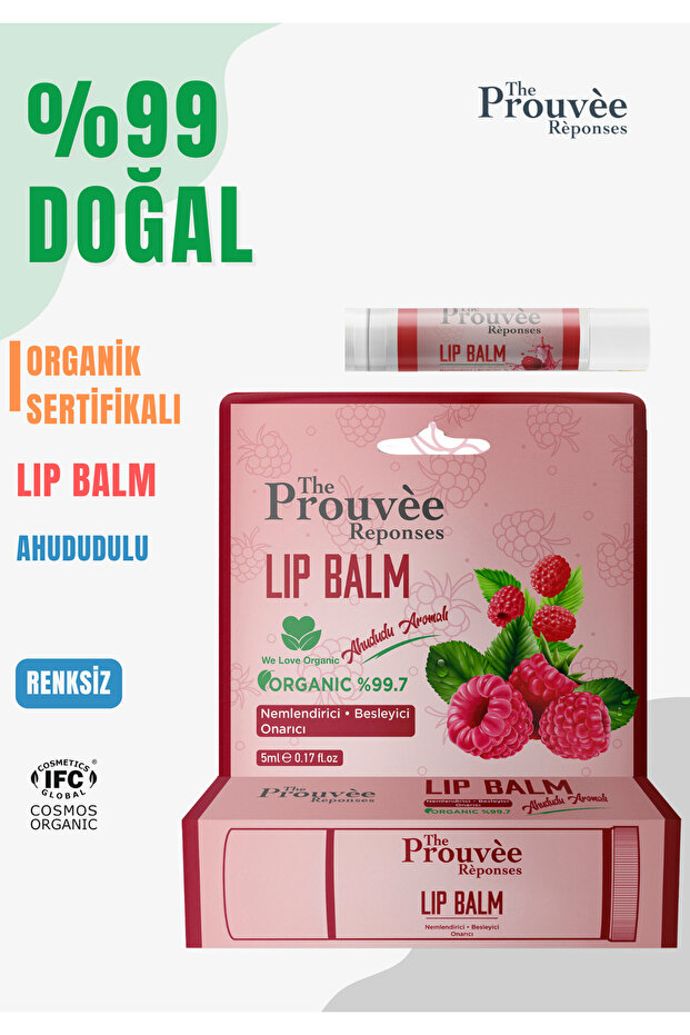 Ahudu Aromalı Organik Içerikli Dudak Bakım Kremi 5ml - Raspberry Lip Balm 5ml - 1