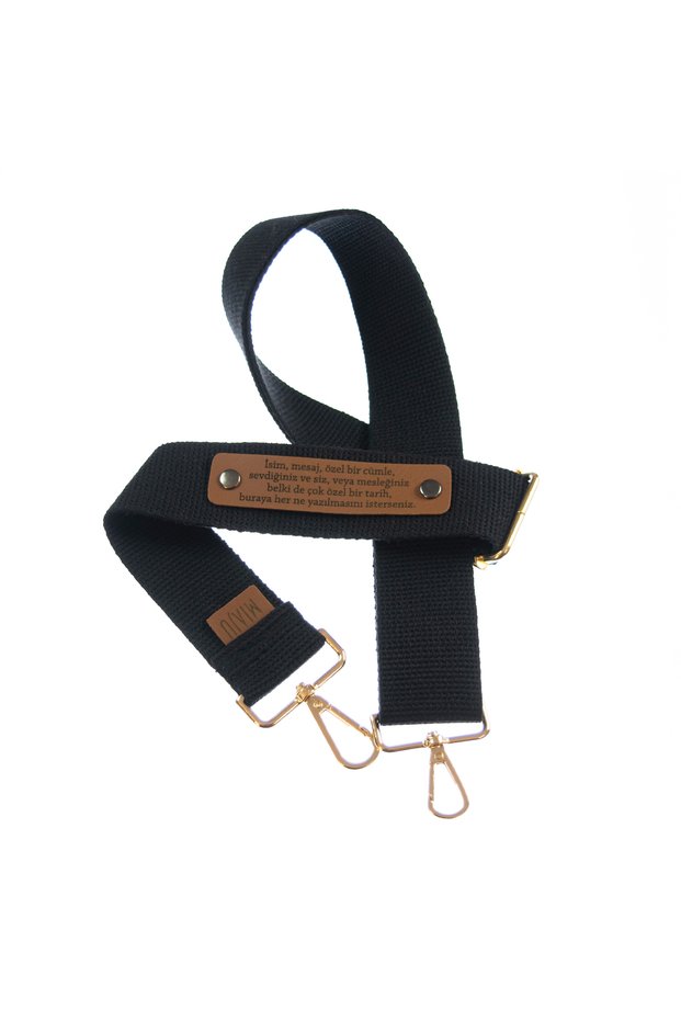 Black Color, Designed by Your Own Name Bag Shoulder Strap, 140 cm Bag Strap, Gift for Your Loved Ones