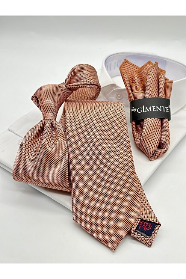 Light Salmon Sand Patterned Classic Handkerchief Tie
