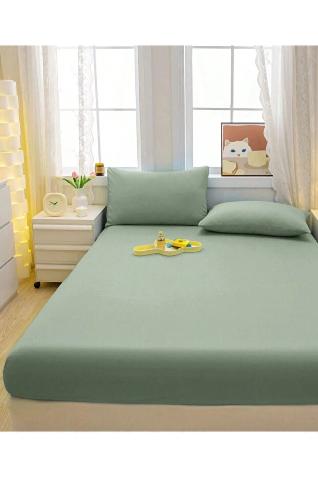 طقم ملاءات مطاطية من القطن Ranforce مع غطاء وسادة - 4