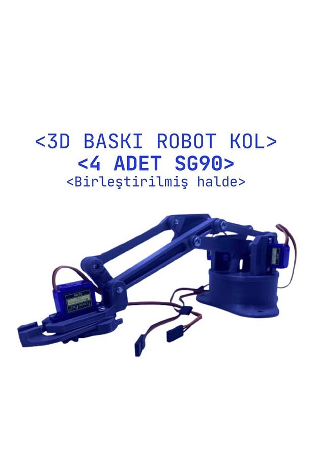Arduino Robot Kol 3d Baskı 4 Servo Takılmış Halde MONTAJ YAPILMIŞ - 3