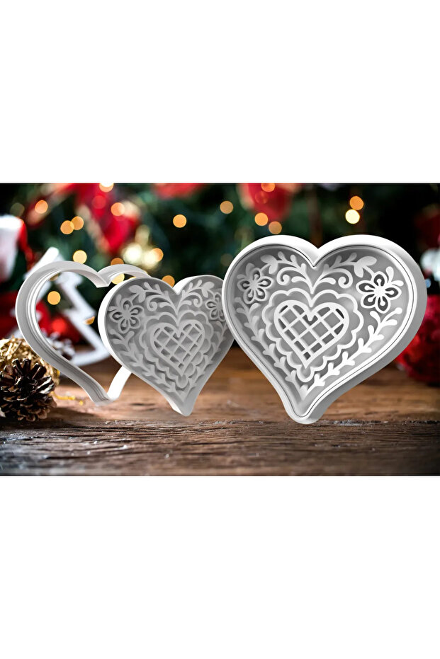 White Color - 3 Heart Cookie Molds