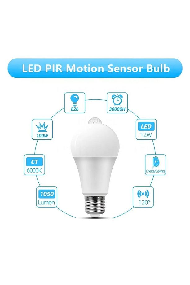 Hareket Sensörlü Led Ampul Lamba 12 W Beyaz E27 - 5