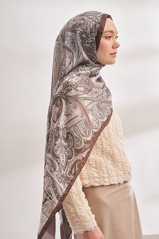 Ethnic Voile Mystigue Pattern Special Series Shawl - Chocolate