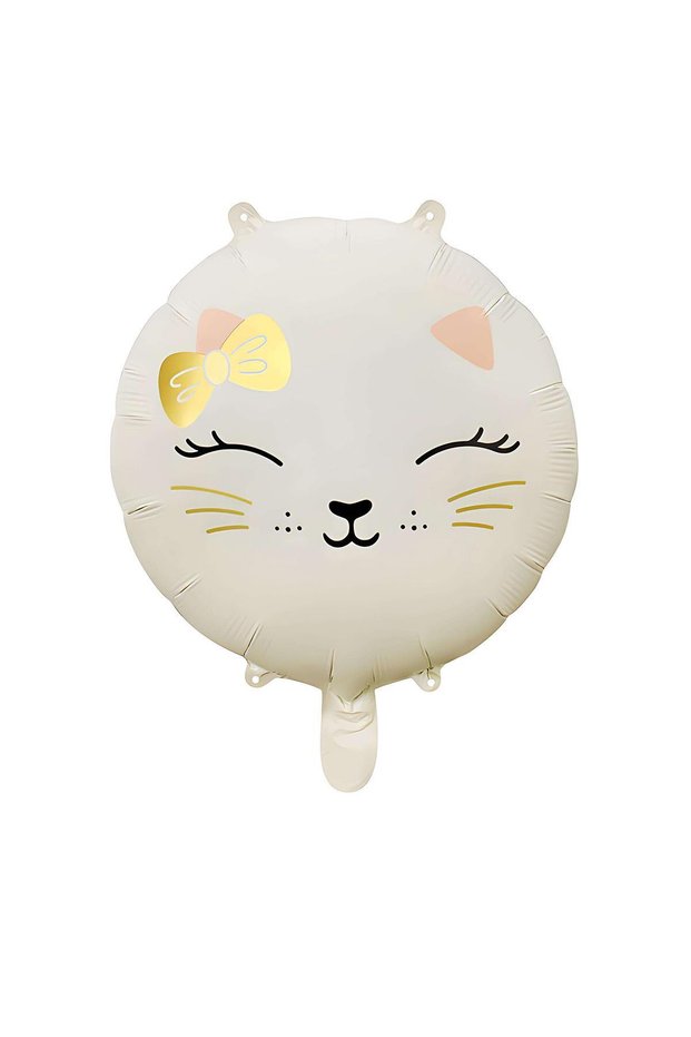 Retro Cream Colored Cat Kitty Foil Balloon 18 Inches 45 cm