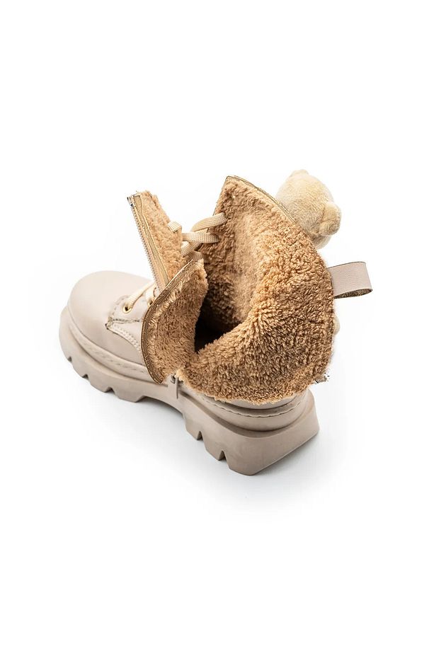 Unisex Erkek-Kız Çocuk Ayıcık Suya Dayanıklı Bağcıklı Kışlık Tüylü İç Astarlı Bot Ayakkabı FK3374 - 6