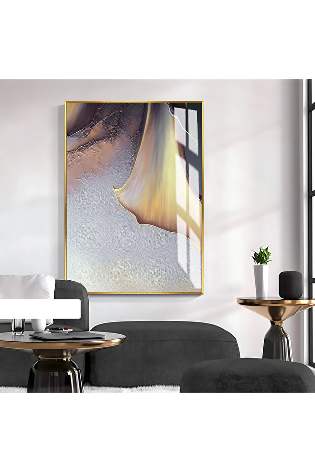 Hari̇kabi̇rev | Plum-Yellow Loved Gala Flower Model 02 | Framed Tempered Glass Table Single Vertical