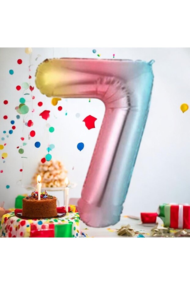 7 Years Old Rainbow Number Foil Balloon 34 Inch 76 cm