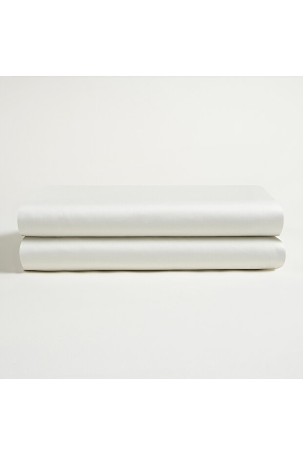Solid Ecru King Size Cotton Satin Elastic Bed Sheet