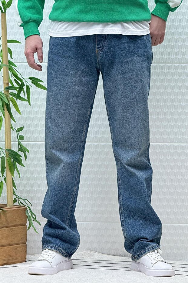 Men's Elastic Waist Casual Baggy Jeans
