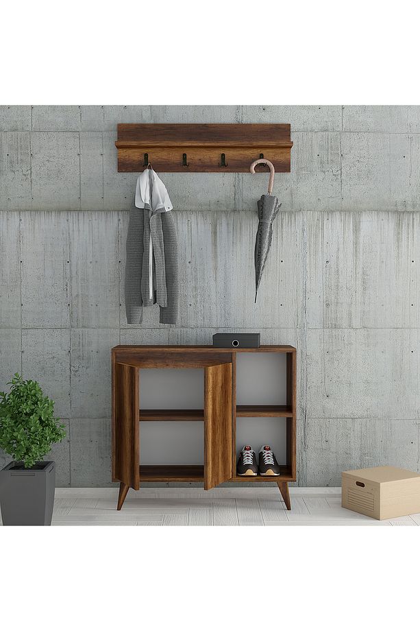 Tori 2 Kapaklı Raflı Askılıklı Ayakkabılık - Barok - 3