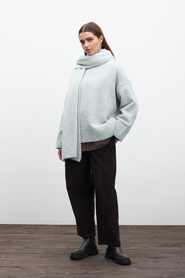 OVERSIZE YUMUŞAK KAZAK MAVİ - 5