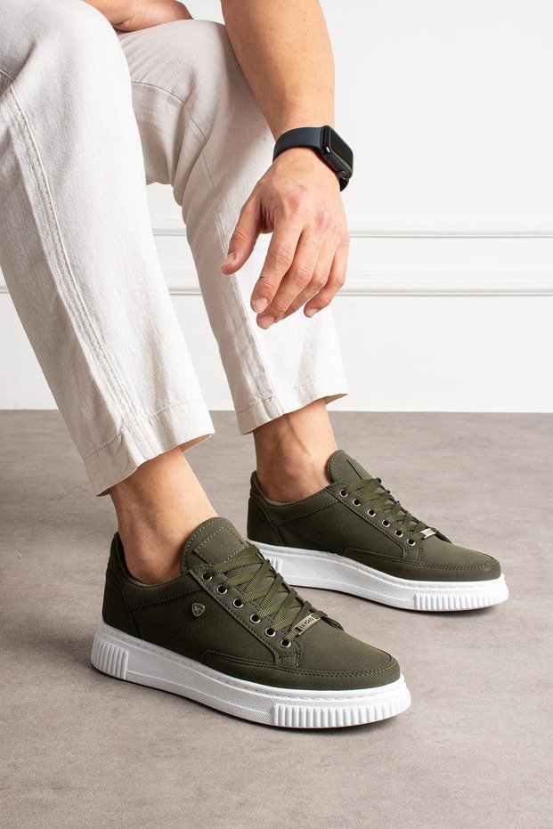039 Khaki Color White Sole Casual Men's Sports Shoes