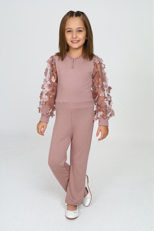 Girls' Sleeves Tulle Jumpsuit Dress 12131
