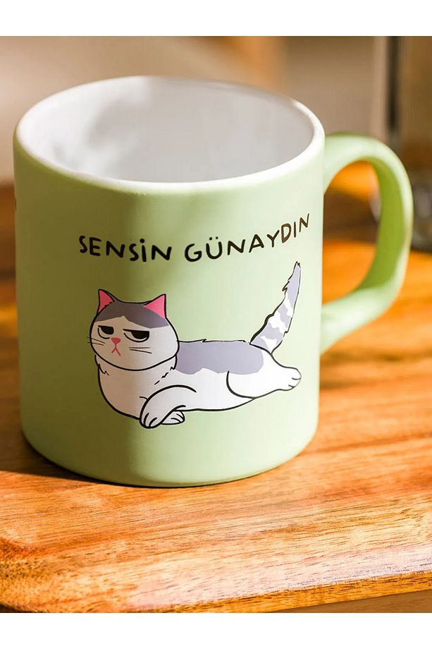 LCW Yeşil Kedi Baskılı Seramik Kupa 320 Ml - 3