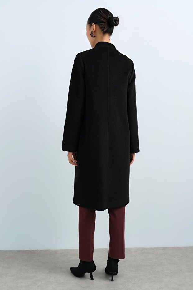 Fermuarlı Basic Kaban Siyah - 4