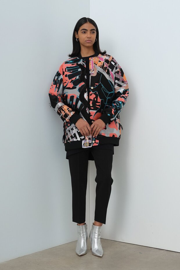 Special Bomber Ceket Siyah - Pembe - 5