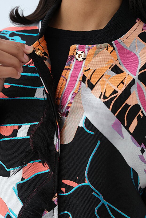 Special Bomber Ceket Siyah - Pembe - 3