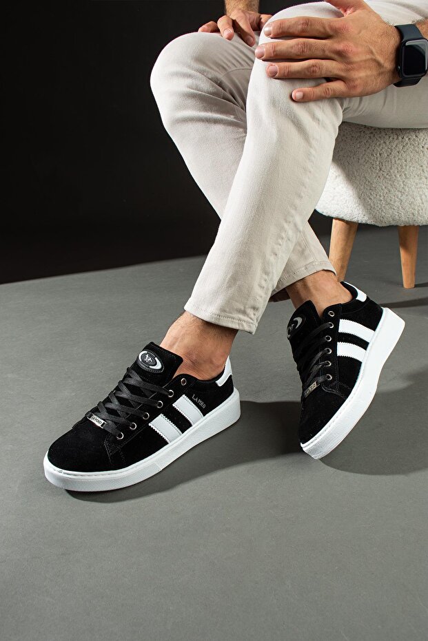 503 Black Color White Sole Lace-Up Casual Men's Sneakers