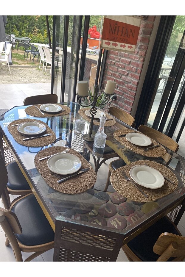 Hasır Amerikan Servis Bambu Örme Supla 6'lı Oval 30x45cm - 2