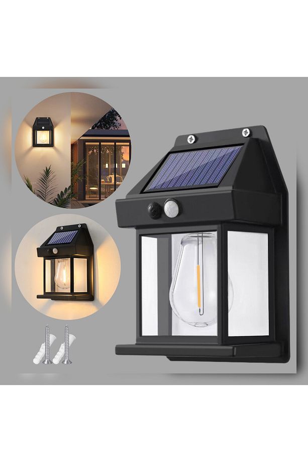 Güneş Enerjili Bahçe Aydınlatması 2’Li Paket Aplik Dekor Solar Sensörlü Bahçe Aydınlatması 2 Adet - 2