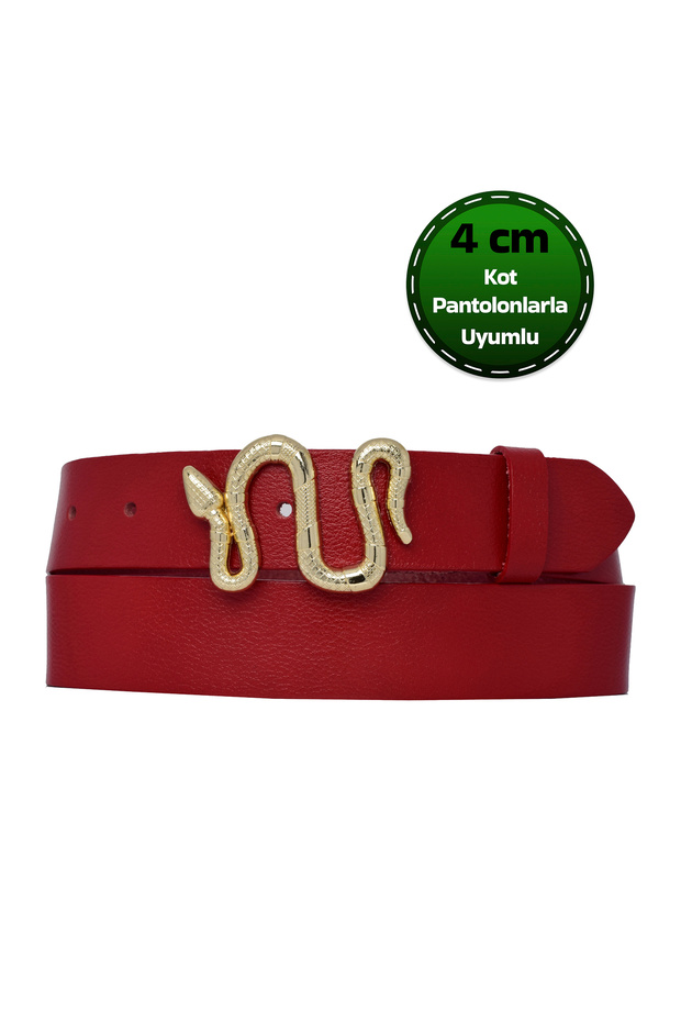 100% Genuine Leather, Gold Snake Buckle Tosado Women's Jeans, Sports Belt 4 Cm=an-byn-47