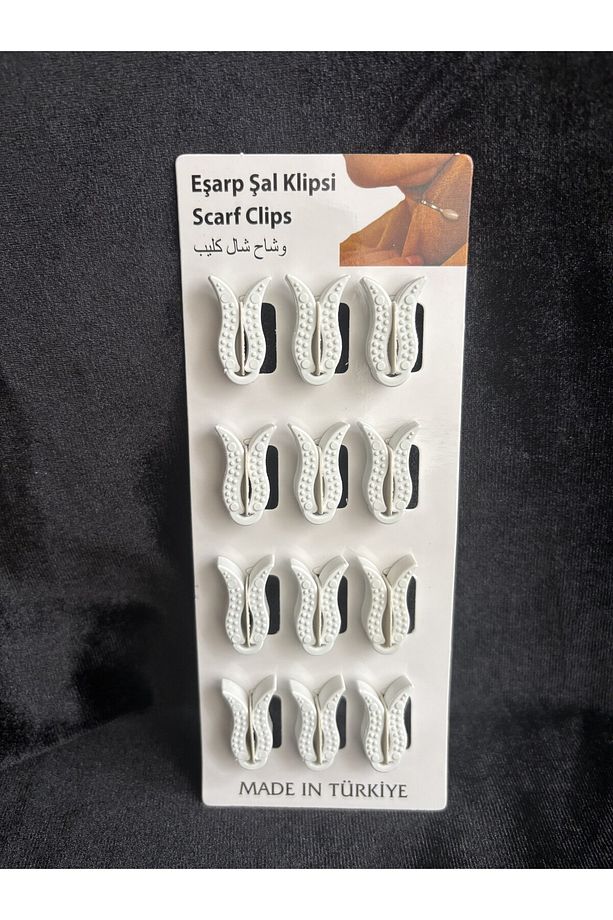 Başörtüsü Türban Iğnesi    Şal, Eşarp Kıskaç LALE Model  12 Li Türban Klipsi Iğne Şal Eşarp - 4