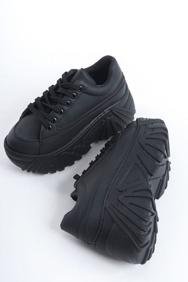 Gemma Platform Yüksek Taban Spor Ayakkabı Kadın Siyah Sneaker - 3