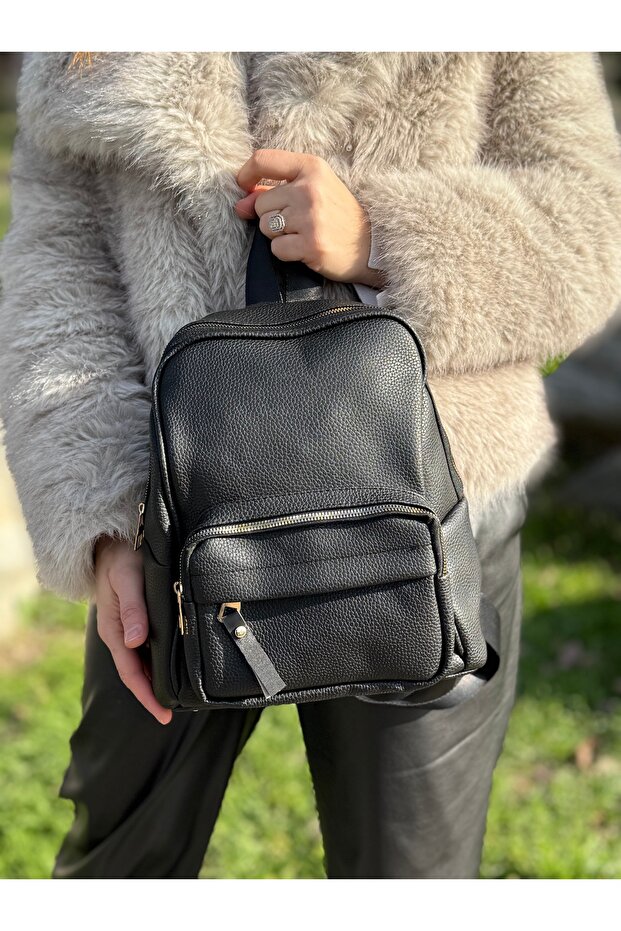 Black Multi-Compartment Women's Backpack - 3