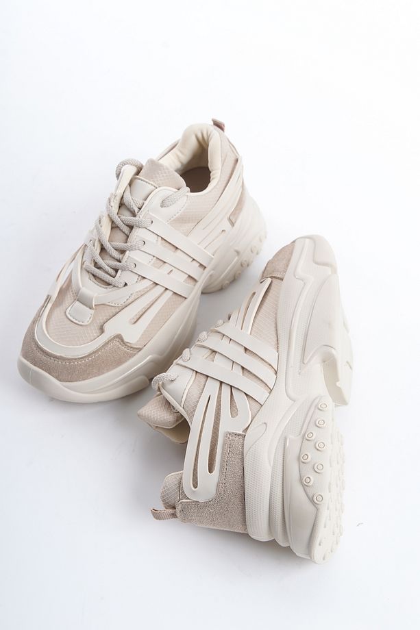 Anita Yüksek Tabanlı Bej Kadın Sneaker-Spor Ayakkabı - 3