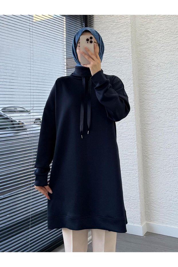 Navy Blue Scuba Fabric Tunic