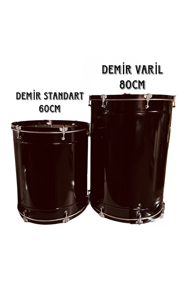 2 ADET TARAFTAR MAÇ DAVULU 60cm ve 80cm DEMİR GÖVDE - 2