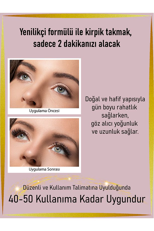 Sihirli Kirpikler 6 Çift Farklı Model Ve 2 Adet Likit Eyeliner Yapıştırıcılı (SİYAH VE ŞEFFAF) - 5